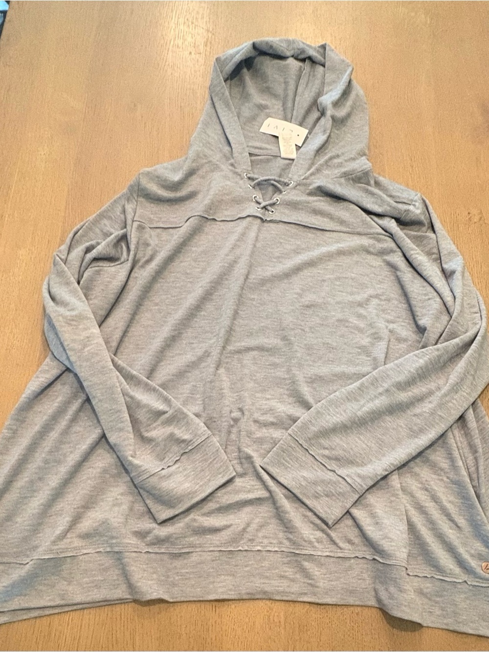 Lane Bryant Light Blue Hooded Women’s Sweater with Lace-Up Neck